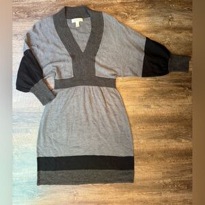 Grey stripped sweater dress